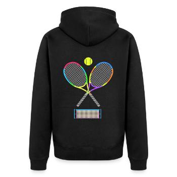 Tennis rackets and ball - gift idea - Unisex Premium Organic Zip Hoodie - black - Back - Nico (187cm)