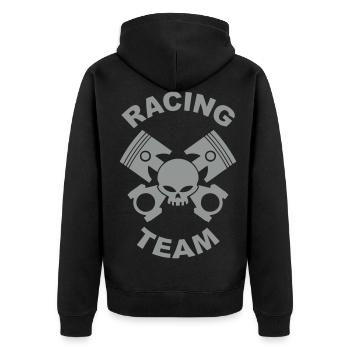 pistons and rods racing team - Unisex Premium Organic Zip Hoodie - black - Back - Nico (187cm)