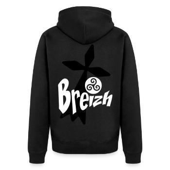 breizh brittany logo - Unisex Premium Organic Zip Hoodie - black - Back - Nico (187cm)
