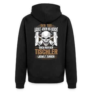 Tischler Schreiner Tischlerei Schreinerei Geschenk - Unisex Premium Bio Zip Hoodie - Schwarz - Hinten - Nico (187cm)