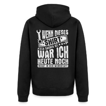 Das coole Herren Kfz Mechaniker Sprüche T-Shirt - Unisex Premium Bio Zip Hoodie - Schwarz - Hinten - Nico (187cm)
