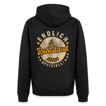 Herren Rentner Ruhestand Sprüche T-Shirt - Unisex Premium Bio Zip Hoodie - Schwarz - Hinten - Nico (187cm)