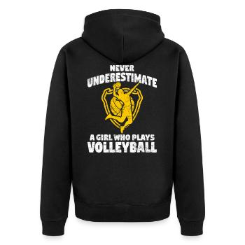Volleyballerin Volleyball - Unisex Premium Bio Zip Hoodie - Schwarz - Hinten - Nico (187cm)