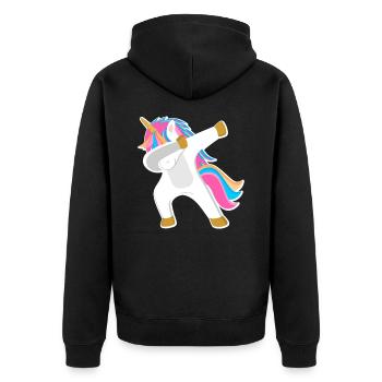 Unicorn Dab - Unisex Premium Organic Zip Hoodie - black - Back - Nico (187cm)