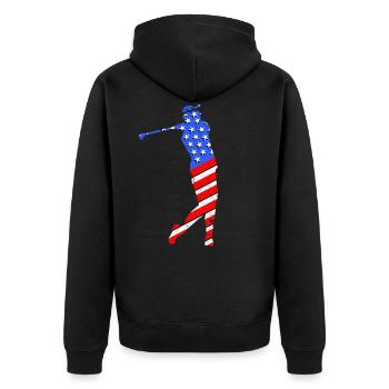 Golfer USA - Unisex Premium Bio Zip Hoodie - Schwarz - Hinten - Nico (187cm)