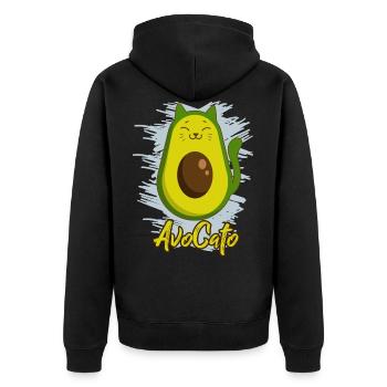 Avocato Süßes T-Shirt Avocado Katzen lover als Ges - Unisex Premium Bio Zip Hoodie - Schwarz - Hinten - Nico (187cm)