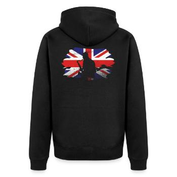 Saxophone UK - Unisex Premium Organic Zip Hoodie - black - Back - Nico (187cm)