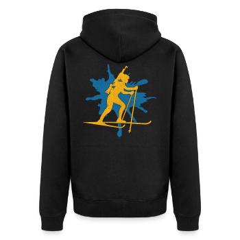 Biathlète biathlon - Veste à capuche bio Premium Unisexe - noir - Dos - Nico (187cm)