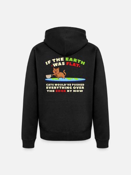 Chat drôle flatearth - Veste à capuche bio Premium Unisexe - noir