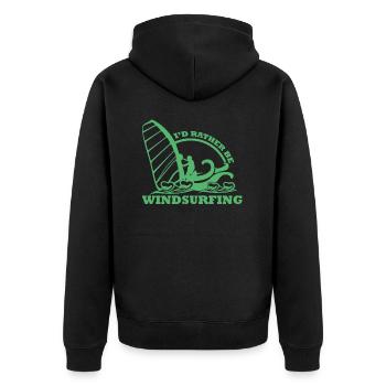 Windsurf - Unisex Premium Bio Zip Hoodie - Schwarz - Hinten - Nico (187cm)