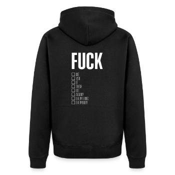 Fuck Me Fuck You Fuck It Fuck Them Fuck Off - Veste à capuche bio Premium Unisexe - noir - Dos - Nico (187cm)