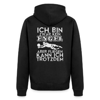 Fußball Torwart Torhüter Keeper Fliegen Geschenk - Unisex Premium Bio Zip Hoodie - Schwarz - Hinten - Nico (187cm)