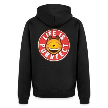 Katze Positiv denken - Unisex Premium Bio Zip Hoodie - Schwarz - Hinten - Nico (187cm)