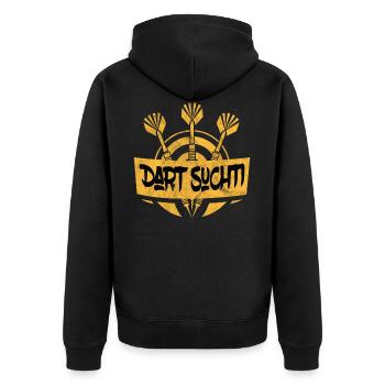 Dartspieler Dartpfeile - Unisex Premium Bio Zip Hoodie - Schwarz - Hinten - Nico (187cm)