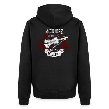 Violine Herz - Unisex Premium Bio Zip Hoodie - Schwarz - Hinten - Nico (187cm)