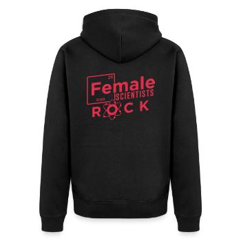 Wissenschaftlerin Geek - Unisex Premium Bio Zip Hoodie - Schwarz - Hinten - Nico (187cm)