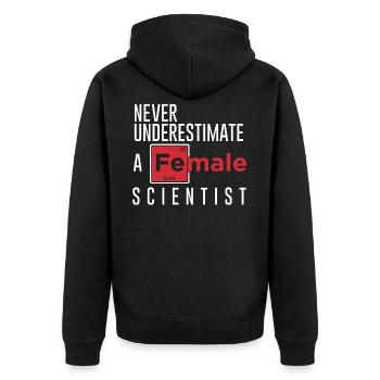 Naturwissenschafterin Geek - Unisex Premium Bio Zip Hoodie - Schwarz - Hinten - Nico (187cm)