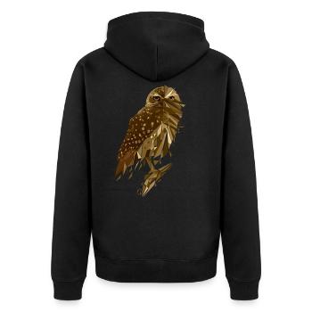 Eule coole Tiere - Unisex Premium Bio Zip Hoodie - Schwarz - Hinten - Nico (187cm)