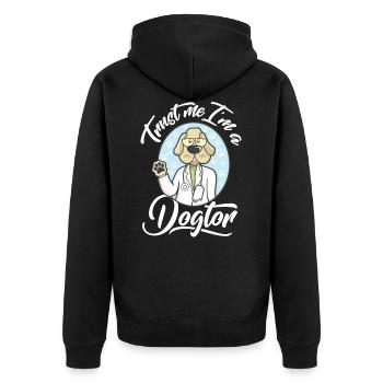 Arzt Doktor - Unisex Premium Bio Zip Hoodie - Schwarz - Hinten - Nico (187cm)