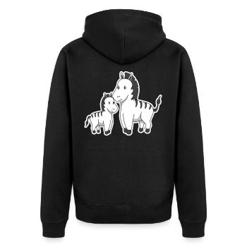 Zèbre Mère Enfant Cadeau Animaux Fête Cadeau Bande Dessinée - Veste à capuche bio Premium Unisexe - noir - Dos - Nico (187cm)