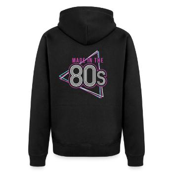 80er Jahre 80's retro vintage Geschenk Generation - Unisex Premium Bio Zip Hoodie - Schwarz - Hinten - Nico (187cm)