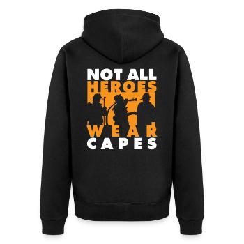Firefighter Tshirt for fire brigade - Unisex Premium Organic Zip Hoodie - black - Back - Nico (187cm)