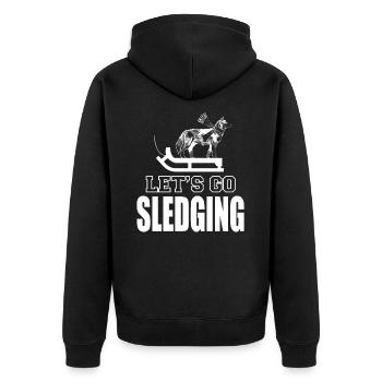 Toboggan Winter Wooden Sled Toboggan Sledding - Unisex Premium Organic Zip Hoodie - black - Back - Nico (187cm)