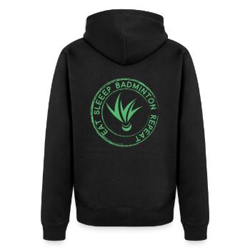 Badminton Badminton Badminton Badminton - Unisex Premium Bio Zip Hoodie - Schwarz - Hinten - Nico (187cm)