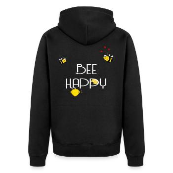 Bee Happy - Unisex Premium Bio Zip Hoodie - Schwarz - Hinten - Nico (187cm)