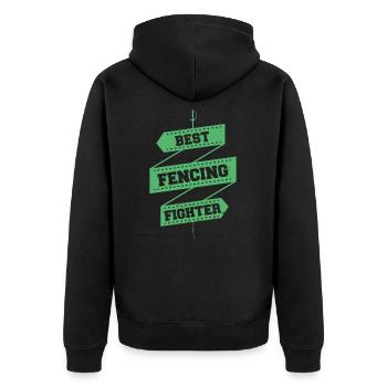 Fechtkampf Fechten Fechterin Fechter Fechtsport - Unisex Premium Bio Zip Hoodie - Schwarz - Hinten - Nico (187cm)