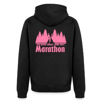 Marathonläuferin Marathon Joggen Marathons Laufen - Unisex Premium Bio Zip Hoodie - Schwarz - Hinten - Nico (187cm)