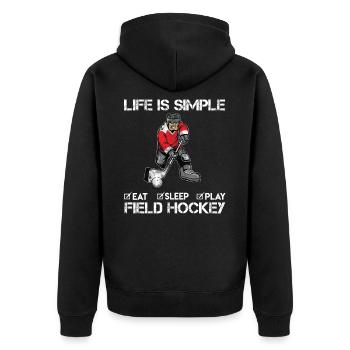 Field Hockey Floorball Player Sports Gift - Unisex Premium Organic Zip Hoodie - black - Back - Nico (187cm)