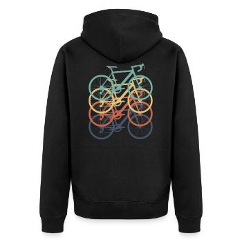 Fahrrad fahren retro vintage Geschenk Rennrad Rad - Unisex Premium Bio Zip Hoodie - Schwarz - Hinten - Nico (187cm)