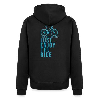 Fahrrad lustiger Spruch Rennrad Geschenk Radsport - Unisex Premium Bio Zip Hoodie - Schwarz - Hinten - Nico (187cm)