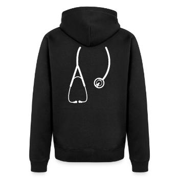 Arzt Stethoskop Geschenk Doktor Dr Medizin Ärzte - Unisex Premium Bio Zip Hoodie - Schwarz - Hinten - Nico (187cm)