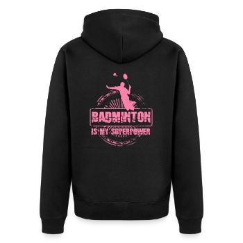 Badminton Badminton Badminton Badminton - Unisex Premium Bio Zip Hoodie - Schwarz - Hinten - Nico (187cm)