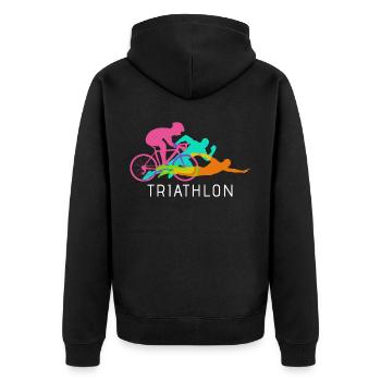 Triathlon Triathlète Cadeau Vélo Course à Pied Sport - Veste à capuche bio Premium Unisexe - noir - Dos - Nico (187cm)