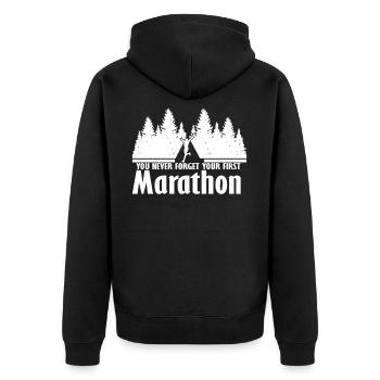Marathon - Unisex Premium Bio Zip Hoodie - Schwarz - Hinten - Nico (187cm)
