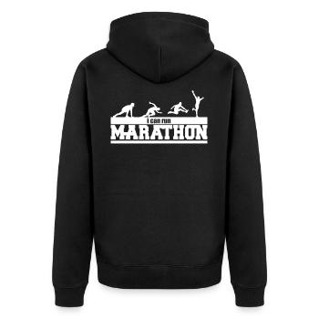 Joggen marathonläufer Halbmarathon Marathon Rennen - Unisex Premium Bio Zip Hoodie - Schwarz - Hinten - Nico (187cm)
