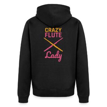 Flöte - Unisex Premium Bio Zip Hoodie - Schwarz - Hinten - Nico (187cm)