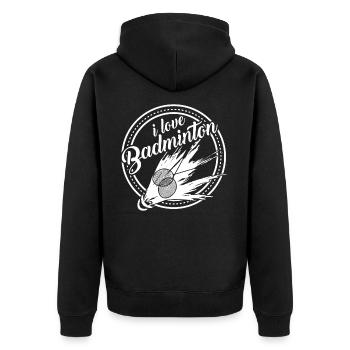 Badminton - Unisex Premium Bio Zip Hoodie - Schwarz - Hinten - Nico (187cm)