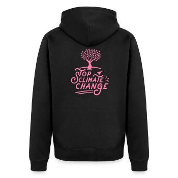 Erde Klima Planet Retten Klimawandel Erderwärmung - Unisex Premium Bio Zip Hoodie - Schwarz - Hinten - Nico (187cm)