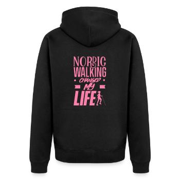 Nordic Walking Walking Hiking Nordic Walk Mama - Unisex Premium Organic Zip Hoodie - black - Back - Nico (187cm)