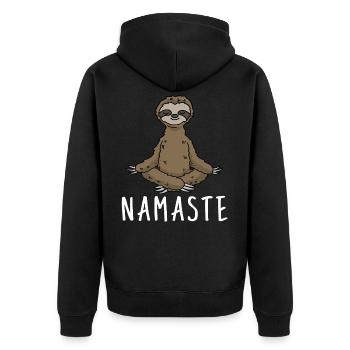 Yoga Sloth Meditation Yogi Namaste Gift - Unisex Premium Organic Zip Hoodie - black - Back - Nico (187cm)