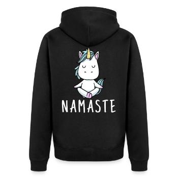 Yoga Unicorn Meditation Yogi Namaste Gift - Unisex Premium Organic Zip Hoodie - black - Back - Nico (187cm)