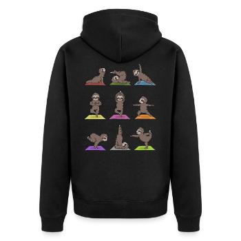 Yoga Sloth Meditation Yogi Namaste Gift - Unisex Premium Organic Zip Hoodie - black - Back - Nico (187cm)