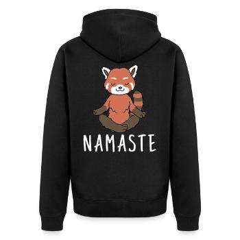 Yogi Namaste cadeau méditation yoga panda rouge - Veste à capuche bio Premium Unisexe - noir - Dos - Nico (187cm)