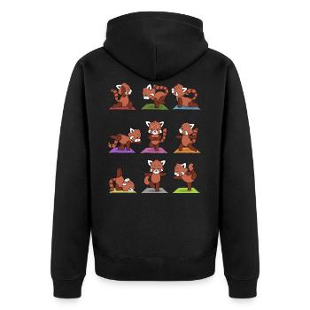 Yoga Red Panda Meditation Yogi Namaste Gift - Unisex Premium Organic Zip Hoodie - black - Back - Nico (187cm)