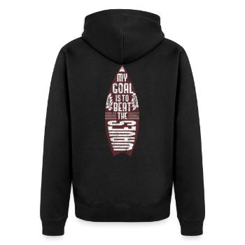 Surfer surft - Unisex Premium Bio Zip Hoodie - Schwarz - Hinten - Nico (187cm)