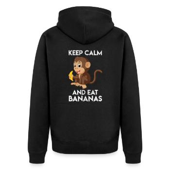 Keep Calm And Eat Bananas Affe Geschenk - Unisex Premium Bio Zip Hoodie - Schwarz - Hinten - Nico (187cm)